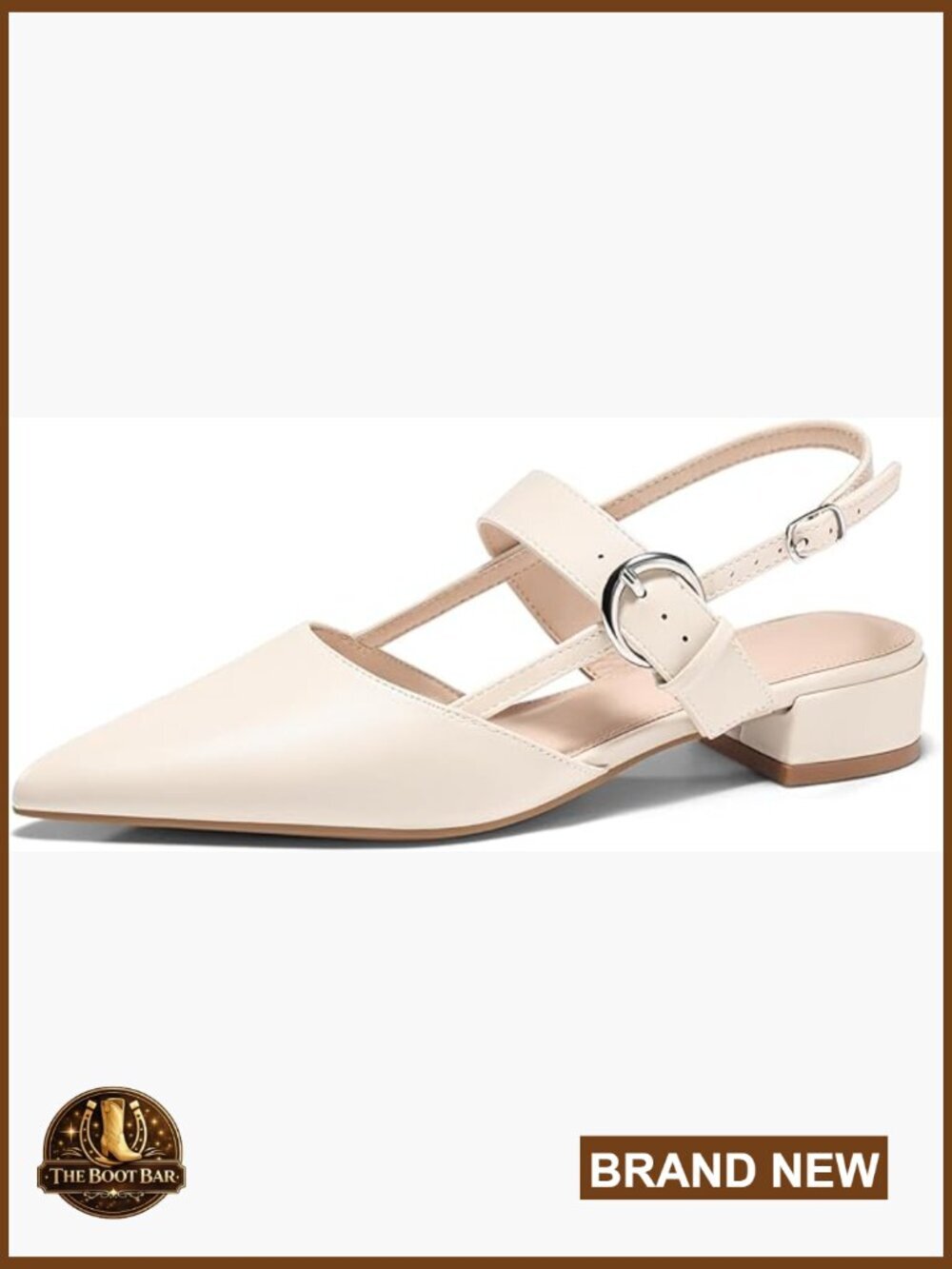 Chunky Low Heel Mary Jane Slingback Pointed Toe Dress Shoes